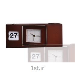 ساعت ST رومیزی چوبی همراه با تقویم روز و جای خودکار ST700