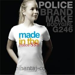 تی شرت کتان آستین کوتاه یقه گرد دخترانه مدل G246 پلیس POLICE BODY SIZE