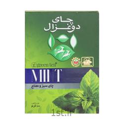 عکس چای سیاهچای سبز جعبه مقوایی نعنا 100 گرمی دوغزال