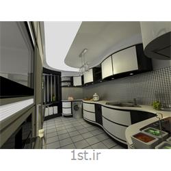 طراحی دکوراسیون داخلی آشپزخانه به سبک مدرن با رنگبندی سیاه و سفید