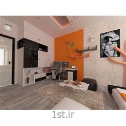 طراحی داخلی اتاق خواب با رنگبندی سفید و نارنجی