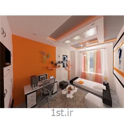 طراحی داخلی اتاق خواب با رنگبندی سفید و نارنجی