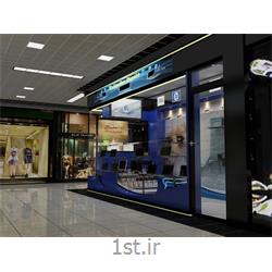 طراحی مغازه تجاری اداری با شیشه و ام دی اف MDF