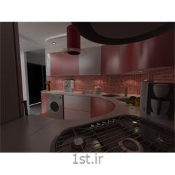 طراحی دکوراسیون داخلی آشپزخانه به سبک مدرن با رنگبندی صورتی