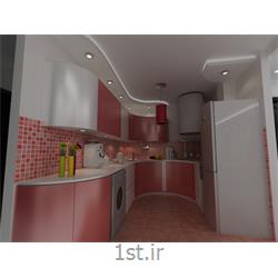 طراحی دکوراسیون داخلی آشپزخانه به سبک مدرن با رنگبندی صورتی