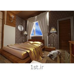 اتاق خواب با استفاده از چوب با رنگ قهوه ای و سنگ آنتیک