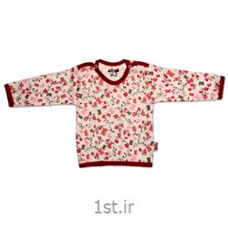 عکس تی شرت نوزادلباس نوزاد نیلی بلوز آستین بلند طرح گل و پروانه